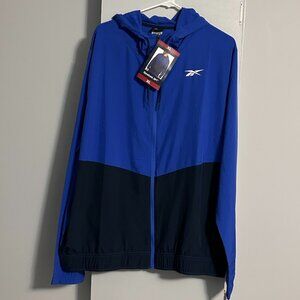 NWT Reebok Full Zip Color Block Blue/Navy Windbreaker Jacket‎ Men's XL